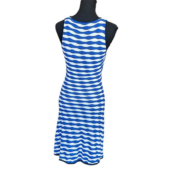 Shoshanna Blue White Stripe Tank Midi Dress MEDIUM Sheath Nautical Designer $395 - Picture 2 of 6